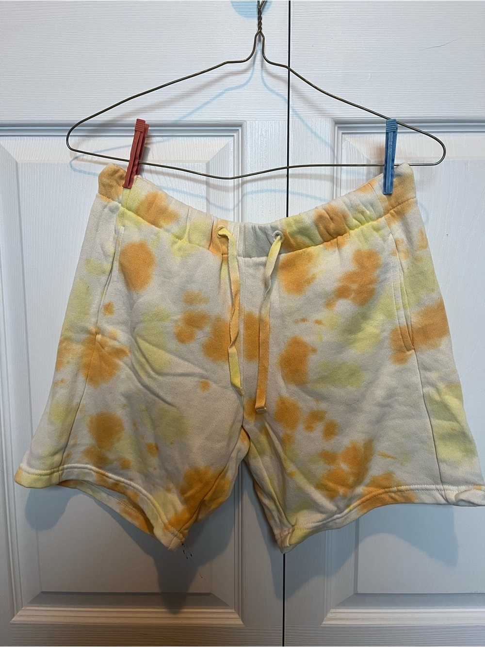 Zella Cream Tie-Dye Lounge Shorts with Yellow and Orange Accents